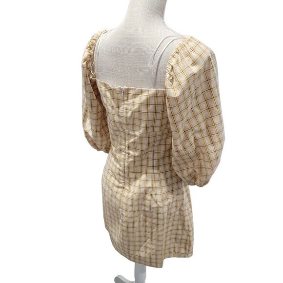 English Factory Yellow Plaid Front Tie Dress L - Picture 2 of 4